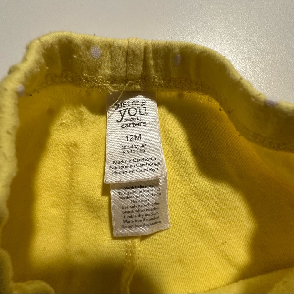 Carter’s Yellow Baby Pants with White Dots 12M - Picture 3 of 4